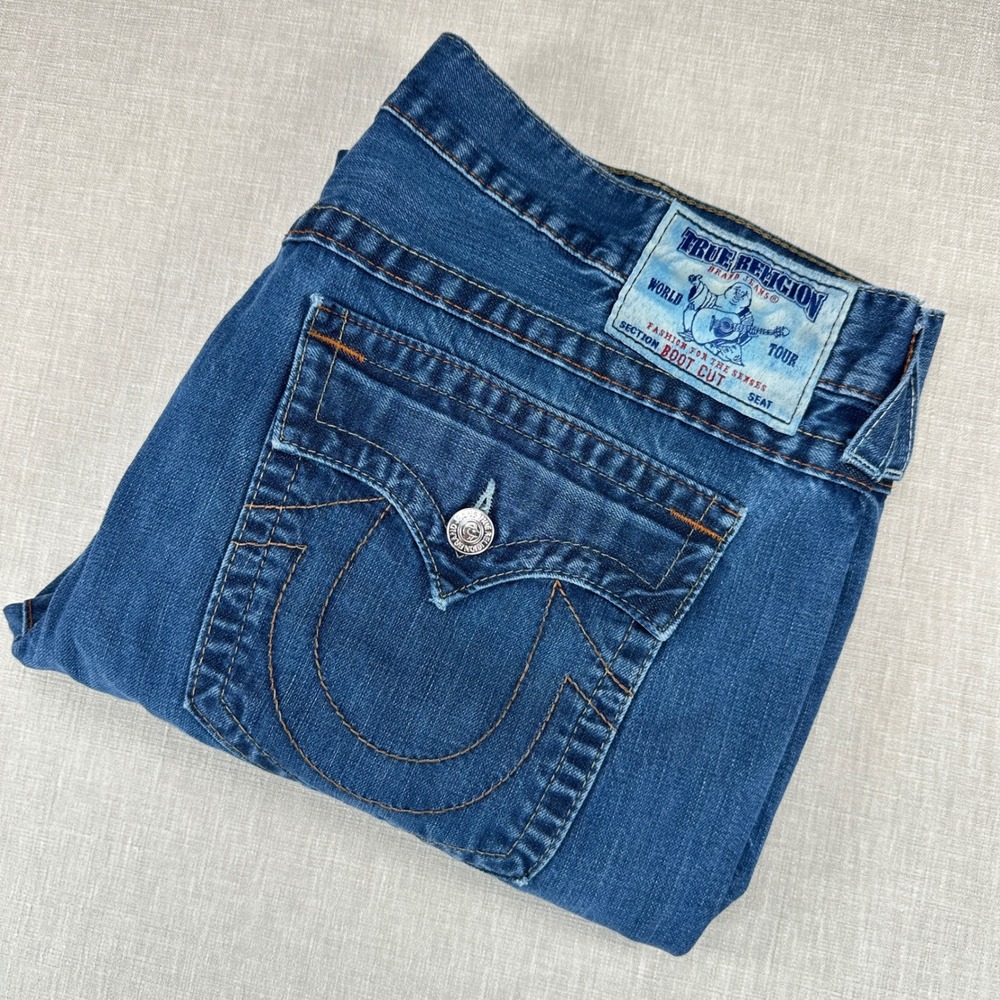 True Religion‎ Bobby Jeans Mens 42 Blue Bootcut Made in USA Medium Wash Denim